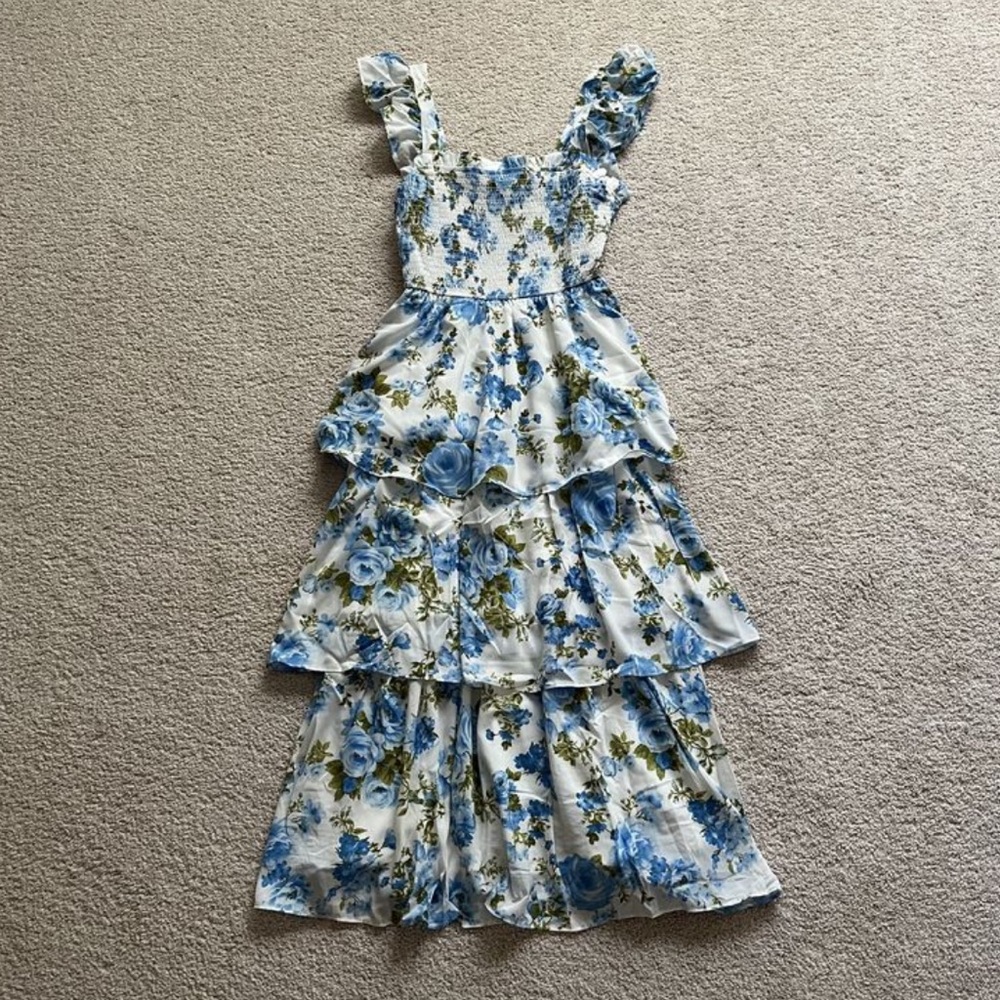 August Skye blue floral midi dress